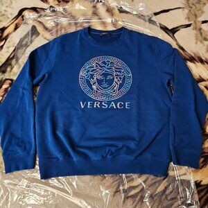 Versace Medusa Logo Royal Blue Sweatshirt Sweater Men's XXL 100% Authentic